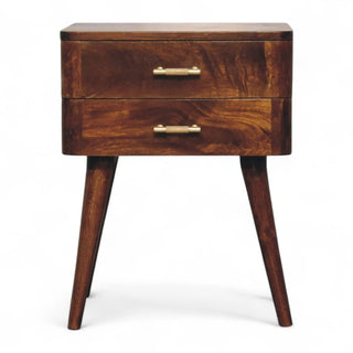 Mid-Century Solid Wood Nightstand Chestnut T-Bar Nordic - front view