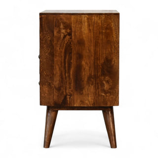 Mid-Century Solid Wood Nightstand Classic Chestnut - wood grain close up
