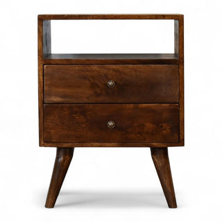 Mid-Century Solid Wood Nightstand Classic Chestnut - front view