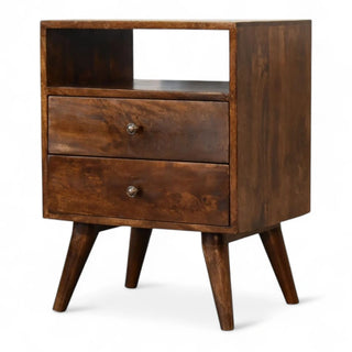 Mid-Century Solid Wood Nightstand Classic Chestnut - rear profile view