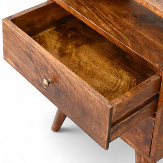 Mid-Century Solid Wood Nightstand Classic Chestnut - side angle view