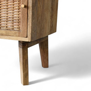 Mid-Century Solid Wood Nightstand Knit Door Design - dimensions scale