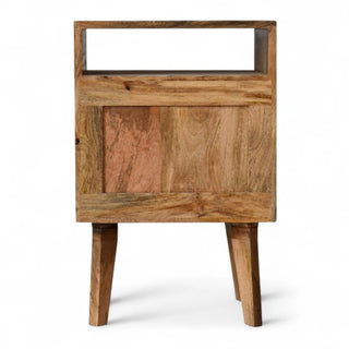 Mid-Century Solid Wood Nightstand Knit Door Design - lifestyle bedroom