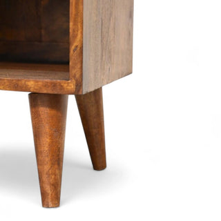 Mid-Century Solid Wood Nightstand Manila Gold Drawer - lifestyle bedroom