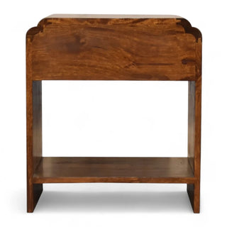 Mid-Century Solid Wood Nightstand Newton Chestnut Finish - wood grain close up