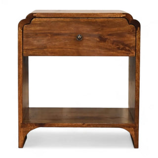 Mid-Century Solid Wood Nightstand Newton Chestnut Finish - front view