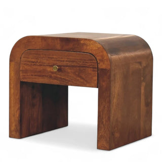 Mid-Century Solid Wood Nightstand with Drawer - wood grain close up