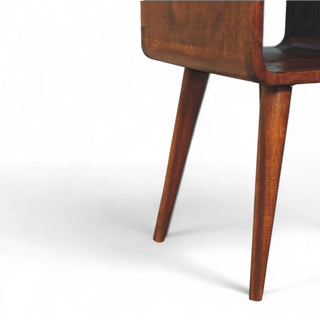 Mid-Century Solid Wood Nightstand with Open Shelf - dimensions scale