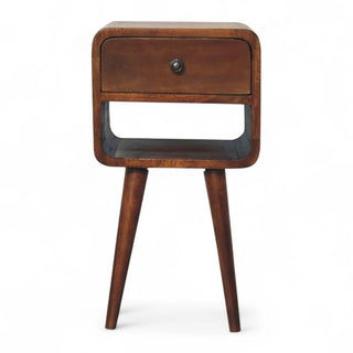 Mid-Century Solid Wood Nightstand with Open Shelf - front view