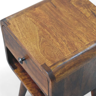 Mid-Century Solid Wood Nightstand with Open Shelf - lifestyle bedroom