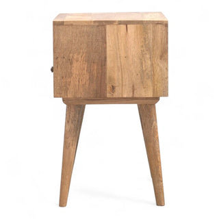 Mid-Century Solid Wood Nightstand with Open Shelf - top surface view