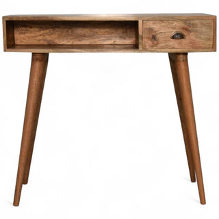 Mid-Century Solid Wood Writing Desk with Open Slot - front view