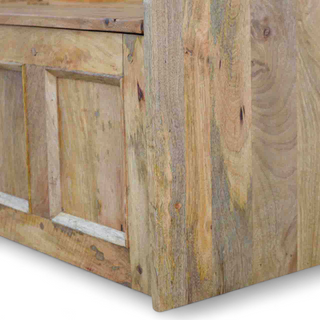 Leg detail view of Mid-Century Storage Bench | Large Solid Wood Monks Bench