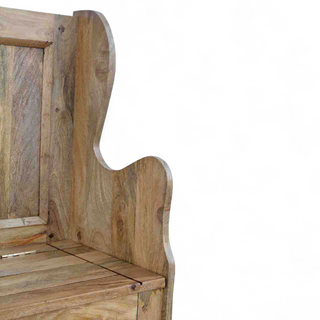 Seat detail view of Mid-Century Storage Bench | Large Solid Wood Monks Bench