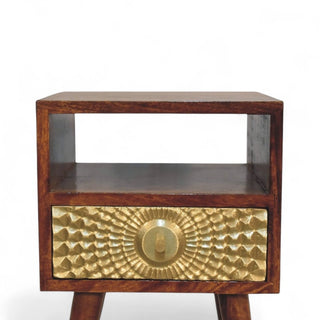 Mini Gold Front Bedside Table Chestnut - lifestyle living room