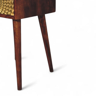 Mini Gold Front Bedside Table Chestnut - product white background