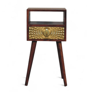 Mini Gold Front Bedside Table Chestnut - front view