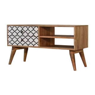 Moro Media Unit Oak Black White - side angle view