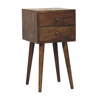 Nordic 2-drawer bedside in classic grey side view left showing rounded body