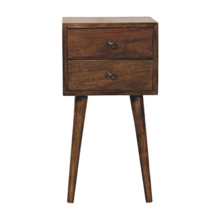 Nordic 2-drawer bedside in classic grey front view showing solid wood construction