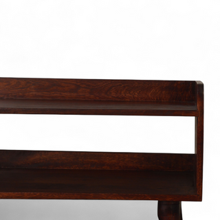 Back view of Nordic Solid Wood Open Shoe Storage Bench, showing the seat, legs and furniture silhouette