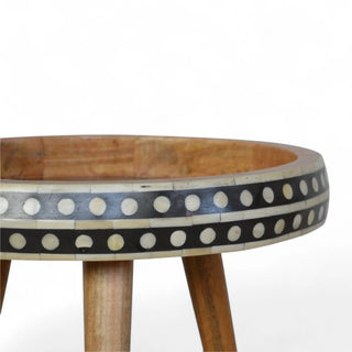 Nordic Style Solid Wood End Table Patterned Design - lifestyle living room