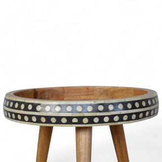 Nordic Style Solid Wood End Table Patterned Design - leg detail close up