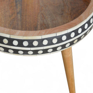 Nordic Style Solid Wood End Table Patterned Design - product white background