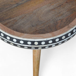Nordic Style Solid Wood End Table Patterned Design - top surface overhead