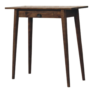 Nordic writing desk in classic grey side view right showing tapered legs and drawer