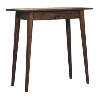 Nordic writing desk in classic grey side view left showing solid wood construction