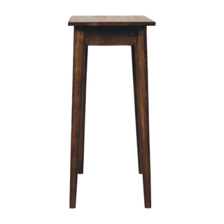 Rear view of Nordic writing desk in classic grey showing back panel and tapered legs