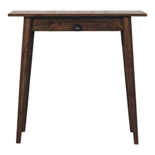 Nordic writing desk in classic grey front view showing solid wood surface and tapered legs