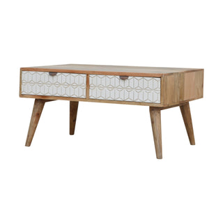 Nova Coffee Table White Geometric - top surface overhead flat lay