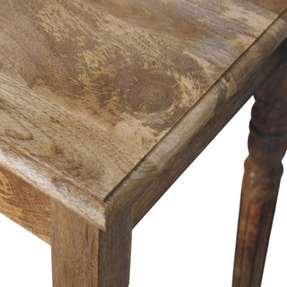Oak-ish writing desk top surface and wood grain close-up