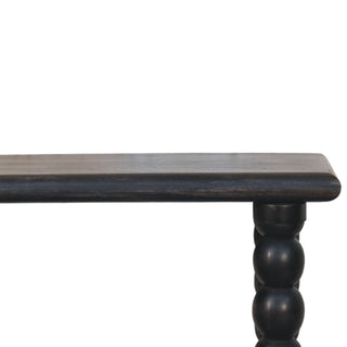 Orion Hallway Console Table Ball-Turned Carbon Ash - top surface view