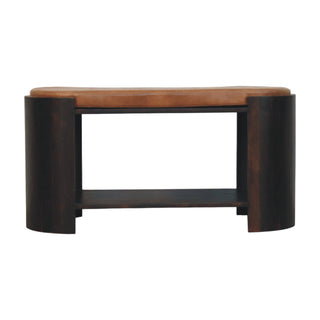Orla Shoe Storage Bench Mango Wood Curved Block Ends - front view