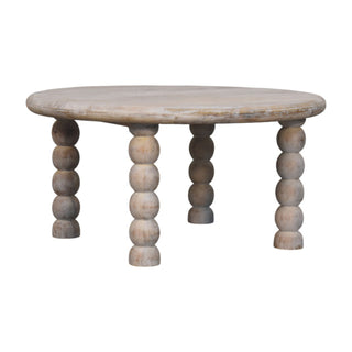 Orrin Round Coffee Table Bobbin Legs - top surface overhead flat lay