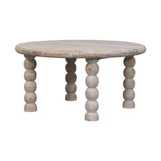 Orrin Round Coffee Table - bobbin leg detail close-up