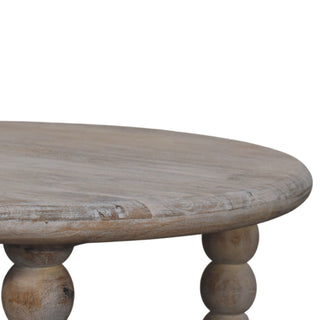 Orrin Round Coffee Table Bobbin Legs - side angle view