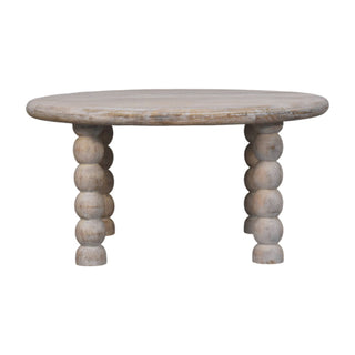 Orrin Round Coffee Table Solid Mango Wood Bobbin Legs - front view