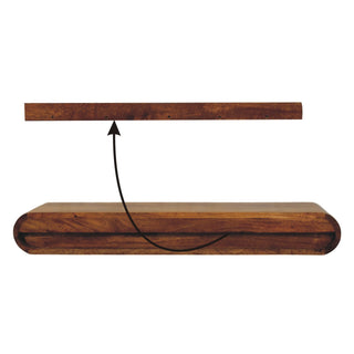 Close-up detail of Oryn Floating Media Unit Solid Mango Wood with Concealed Drawers