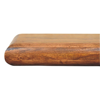 Close-up of drawer front on Oryn Floating Media Unit Solid Mango Wood with Concealed Drawers