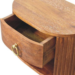 Oval Wall Nightstand Tiger Oak - drawer open interior storage