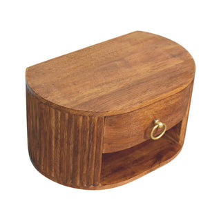 Oval Wall Nightstand Tiger Oak - fluted ribbed texture close-up