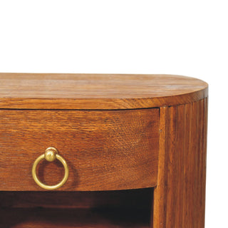 Oval Wall Nightstand Tiger Oak - oval silhouette shape detail