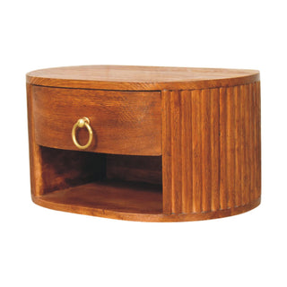 Oval Wall Nightstand Tiger Oak - side profile angle view