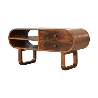 Pebble Media Unit Chestnut - side angle view