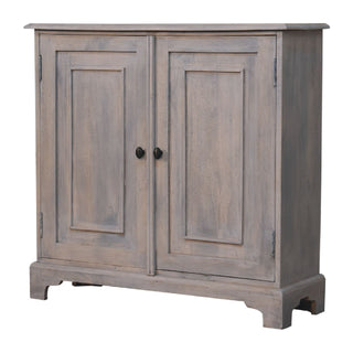 Side angle view of Pebblewood Sideboard Cabinet with Panelled Cupboard Doors in Acid Stone Wash Finish