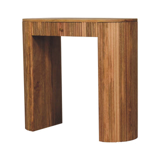 Pillar Hallway Console Table with Drawer Natural Oak Chunky Slab Legs – rear view showing natural oak construction